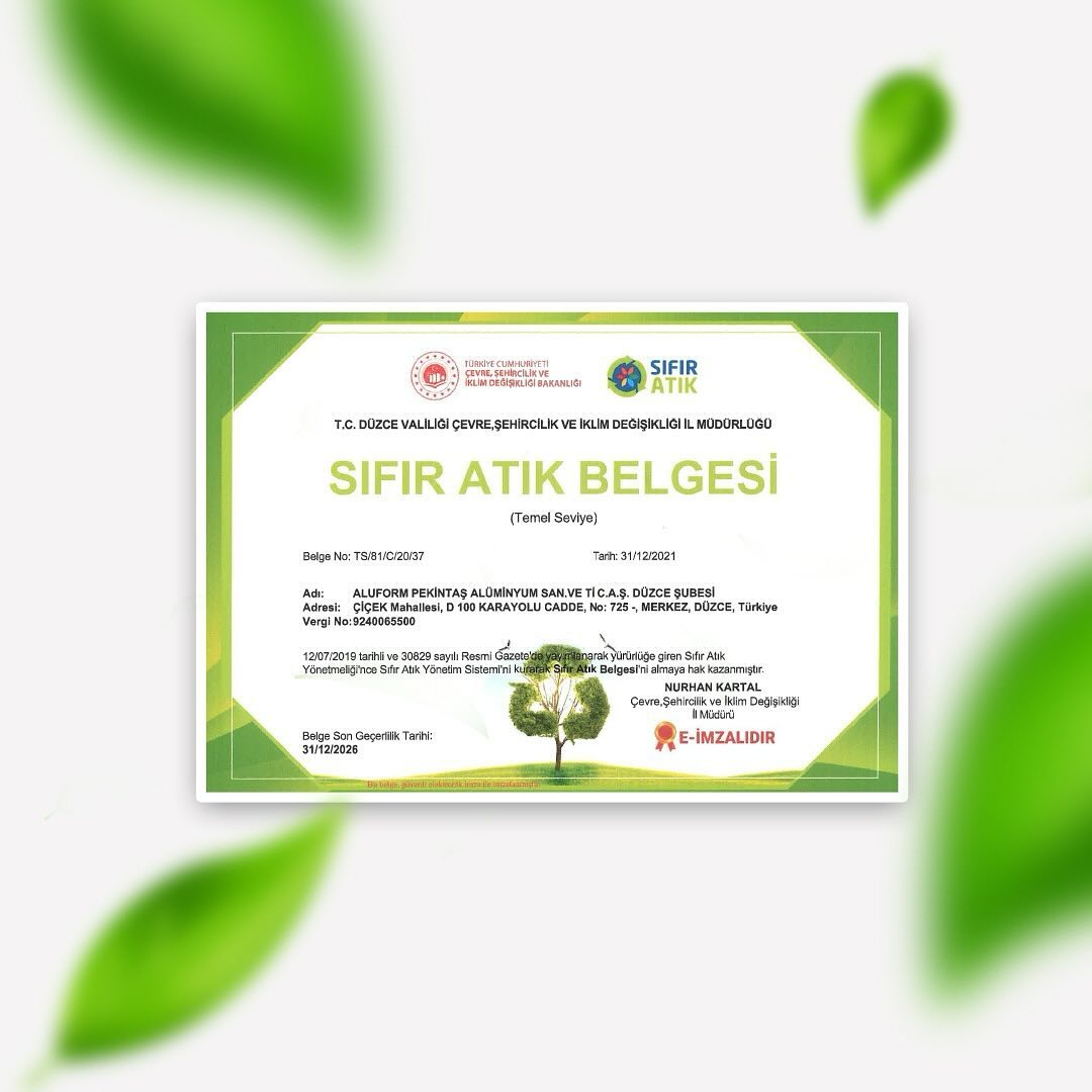 Sürdürülebilirlik Sertifikamızla Geleceğe Kalite ve Sorumlulukla Yatırım